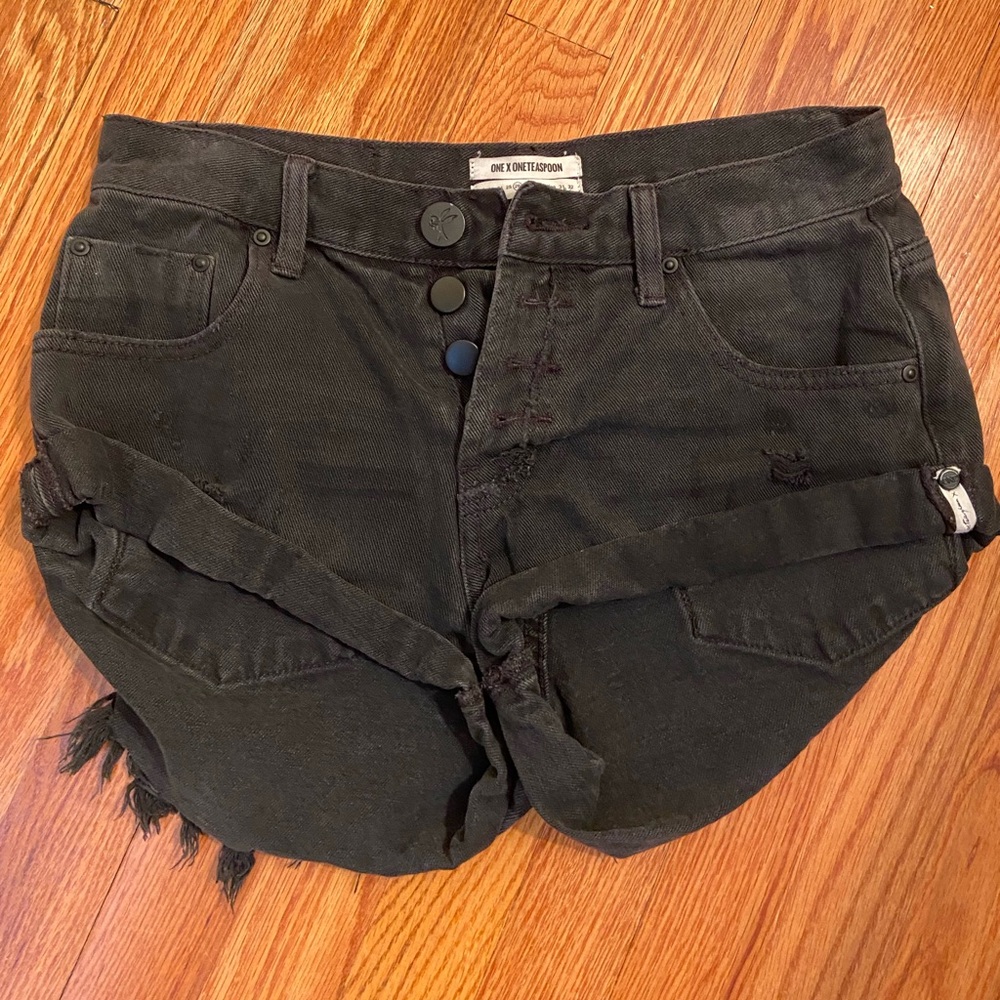 One Teaspoon Black Denim Shorts, Size 26
